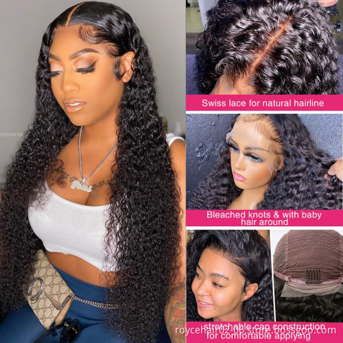 Wholesale Top Quality Indian Remy Human Hair Extension 180% Density Kinky Curly Pre Plucked 13x4 HD Lace Front Wig For Women